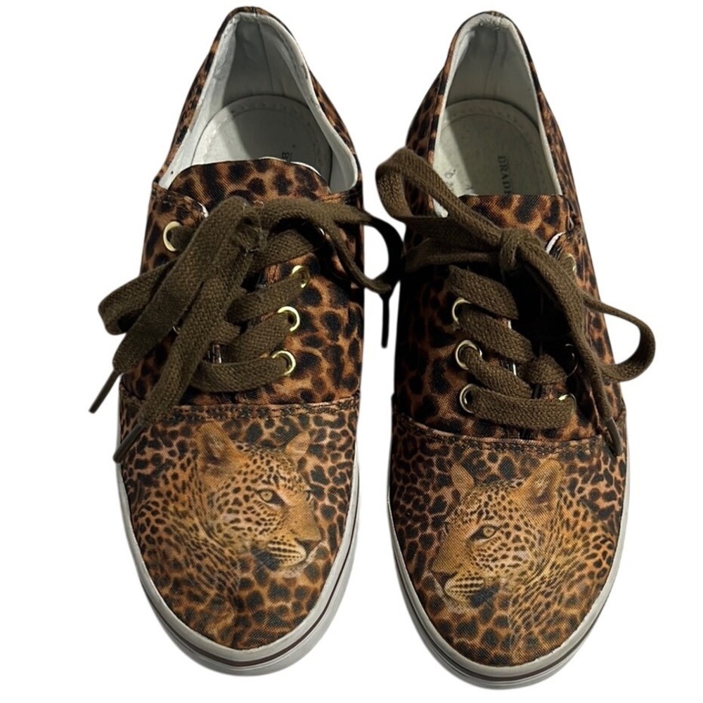 The Bradford Exchange Leopard Print Canvas Low Top Sneakers Brown Womens 8‎